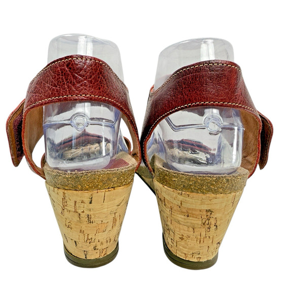 Taos Carousel 2 Women Size EU 40 US 9 Red Leather Wedge Heel Comfort Sandal Cork - Picture 5 of 11